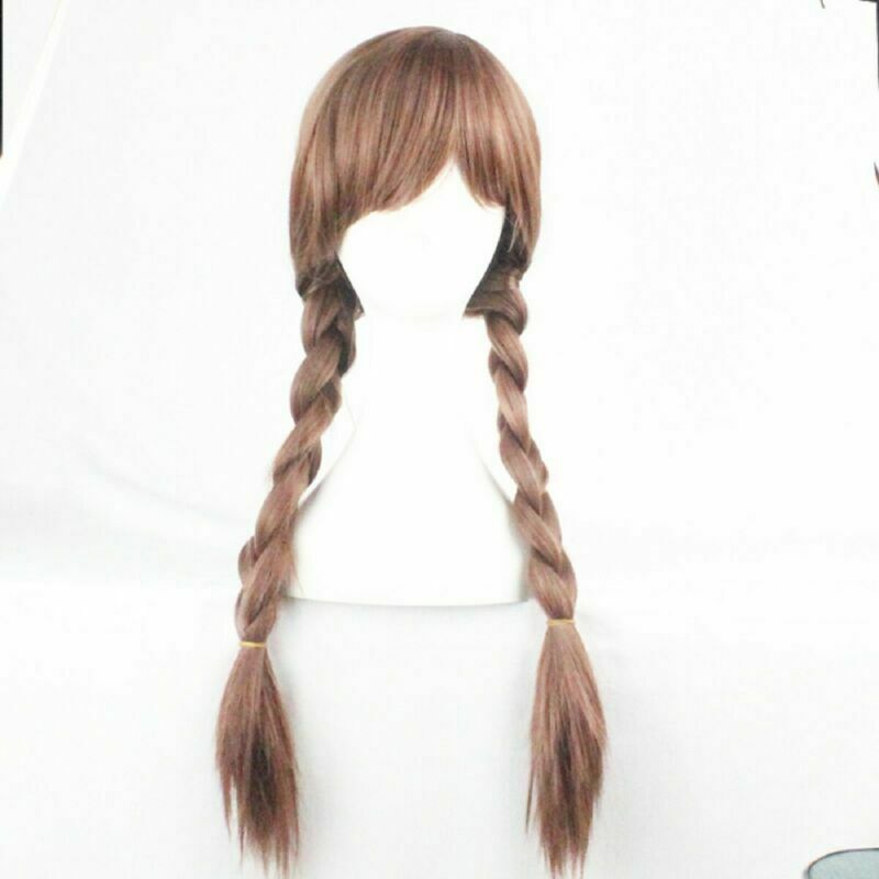 70cm Adult Frozen Snow Wig Elsa Anna Wig Long Weaving Braid Costume Cosplay Wig