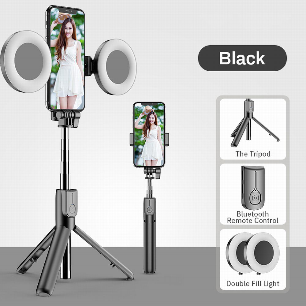 Foldable Bluetooth Selfie Stick Tripod Handheld Tripod With Dual Led
