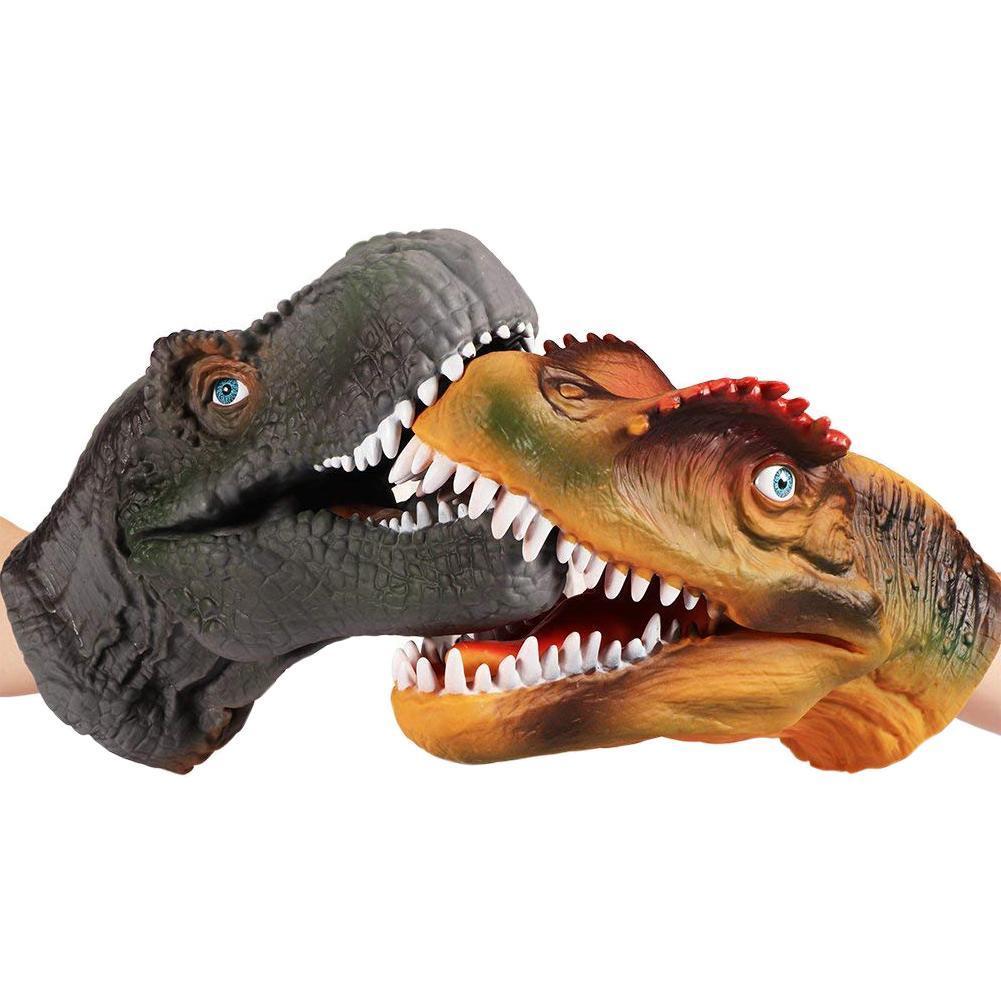 AU Dinosaur Hand Puppet Dino Raptor Head Fun Simulated Rubber Child Animal Toys