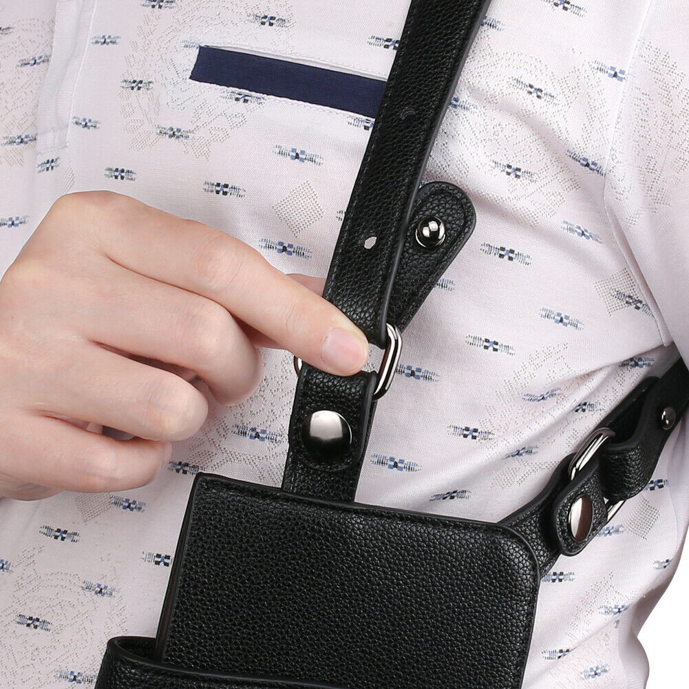 Mens Black Leather Hidden Underarm Holster Shoulder Phone Case Wallet Bag AU | eBay