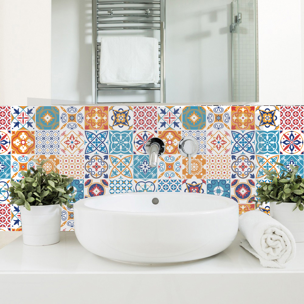 Moroccan Style Tile Wall Stickers Kitchen Bathroom Self-Adhesive Mosaic ...