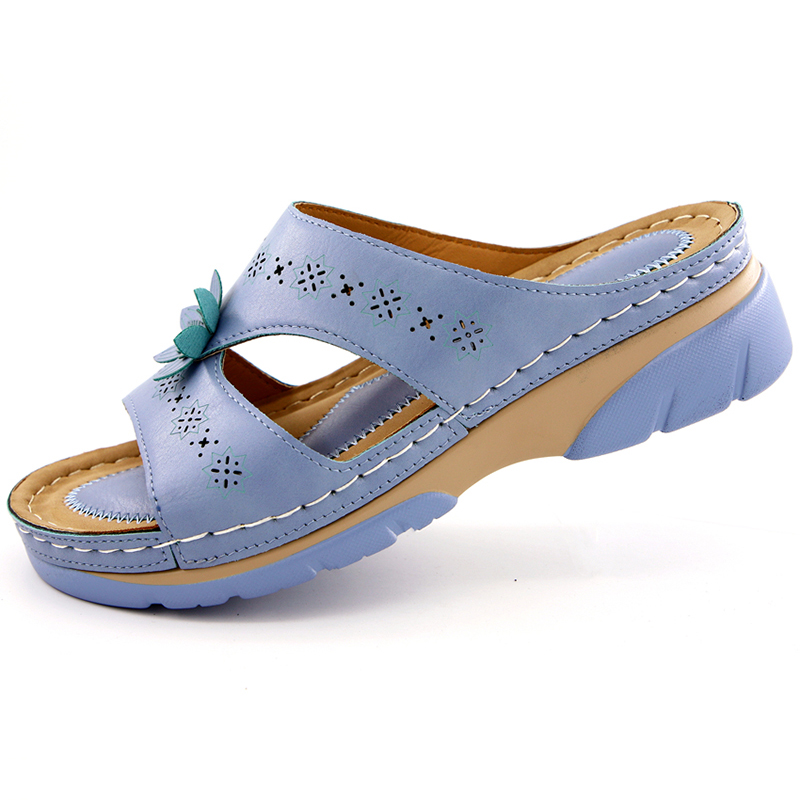 ladies flat slip on sandals
