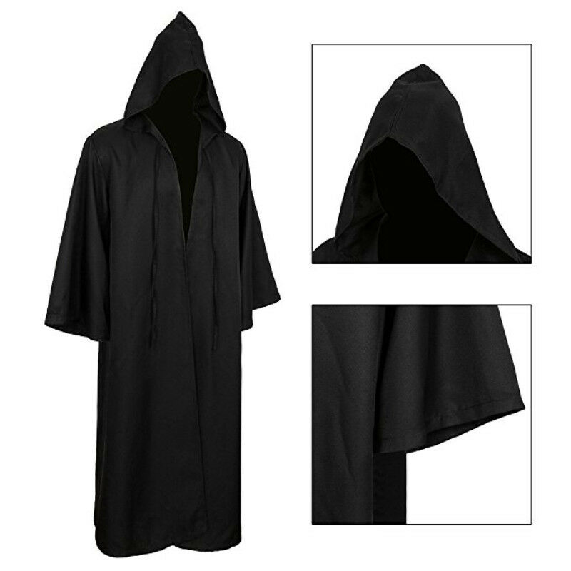 Adult Mens Hooded Robe Cloak Cape Party Halloween Vampire Cosplay ...