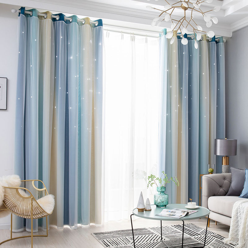 2 Layer Star Blackout Curtains & Mesh Starry Curtain Room ... on {keyword}