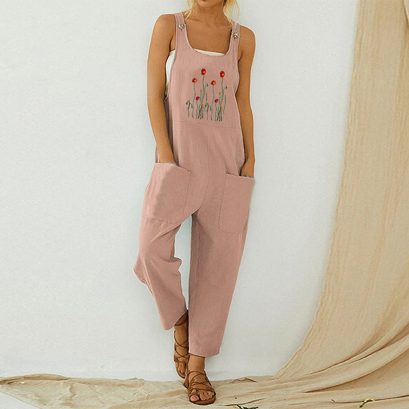 Women's Embroidered Overalls Jumpsuit 
