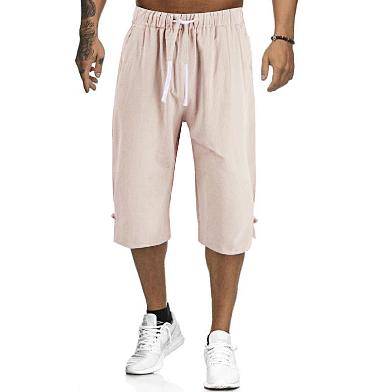Mens Elasticated Waist Linen Shorts 