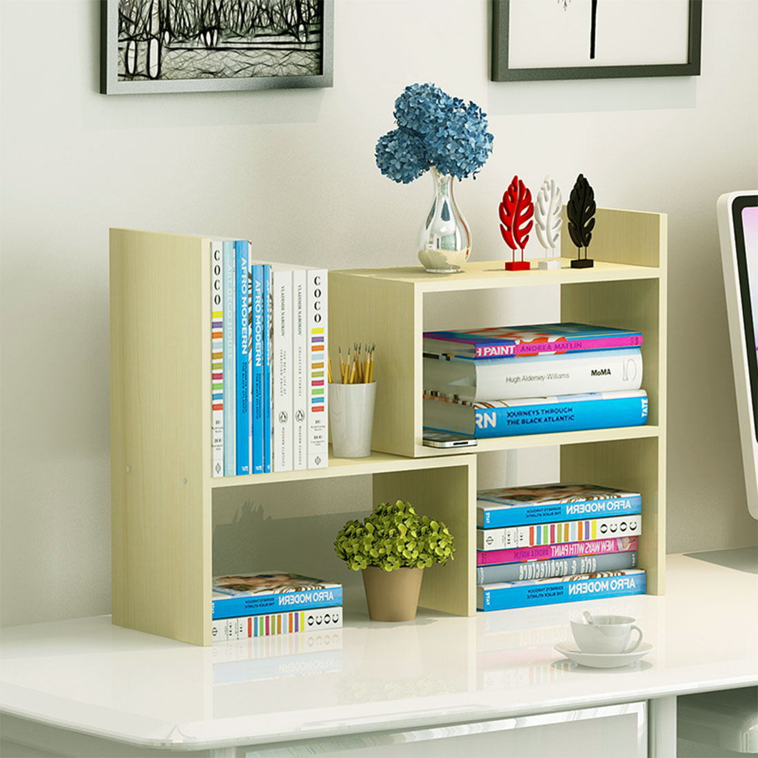 Desk Bookshelf Wood Bookcase Organizer Rack Unit Storage Box Shelves Desk Bookshelf Wood Bookcase Organizer Rack Unit Storage Box Shelves Stand Gift