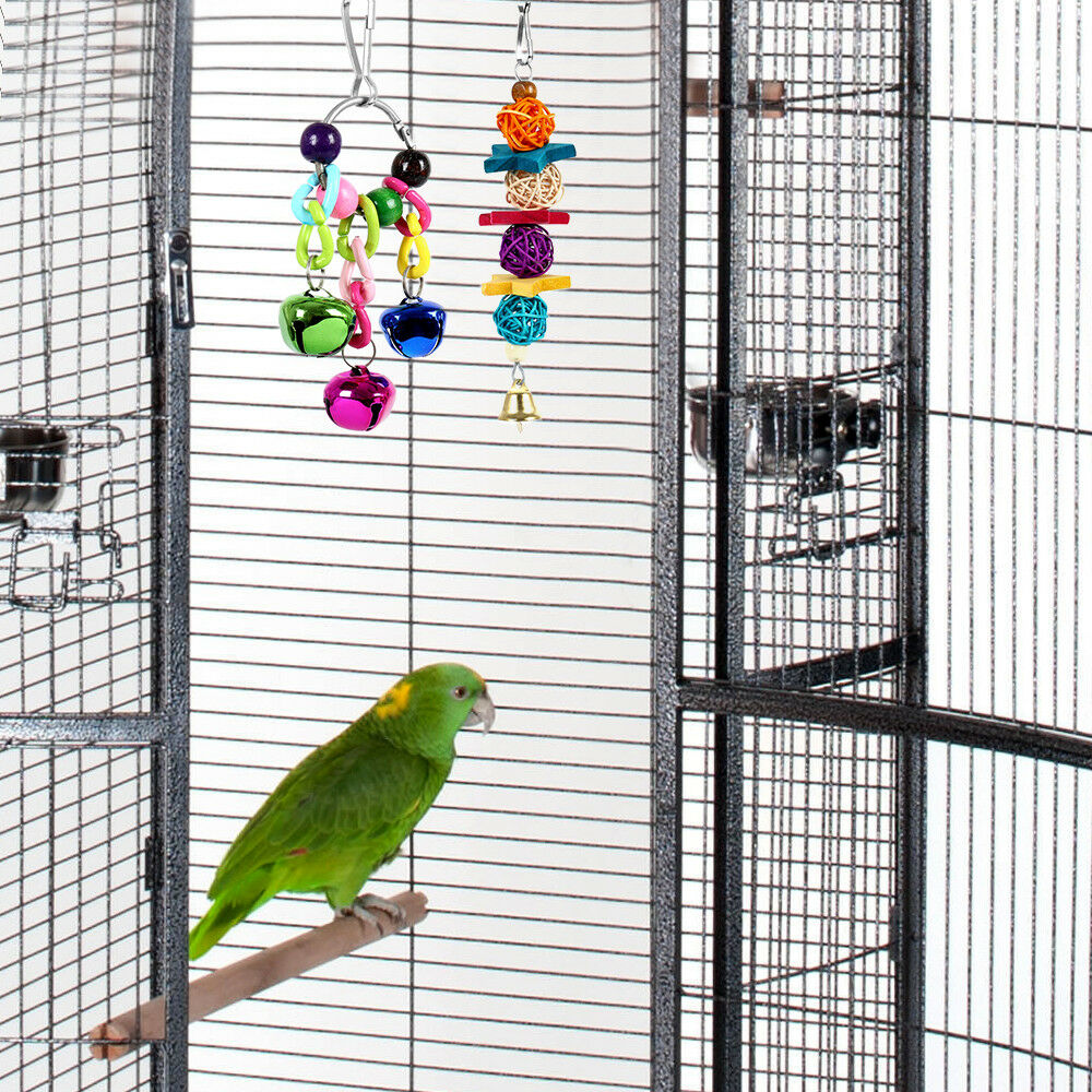 6x Parrot Hanging Swing Bird Toy Harness Cage Toys Parakeet Cockatiel