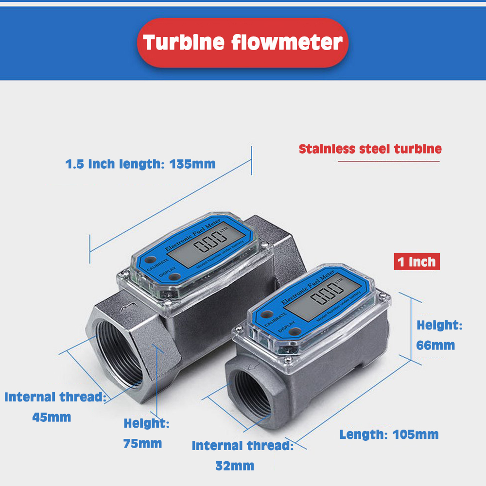 Electronic Count Display Turbine Flow Liquid Crystal Diesel Gasoline Meter NEW - Picture 12 of 13