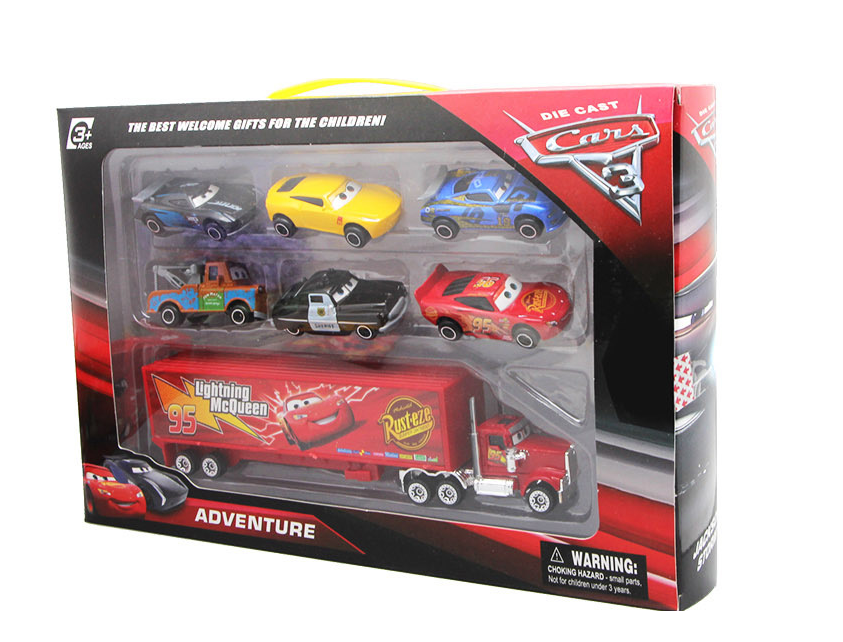 7Pcs/Set Cars 2 Lightning McQueen Racer Car&Mack Truck Collection Toy