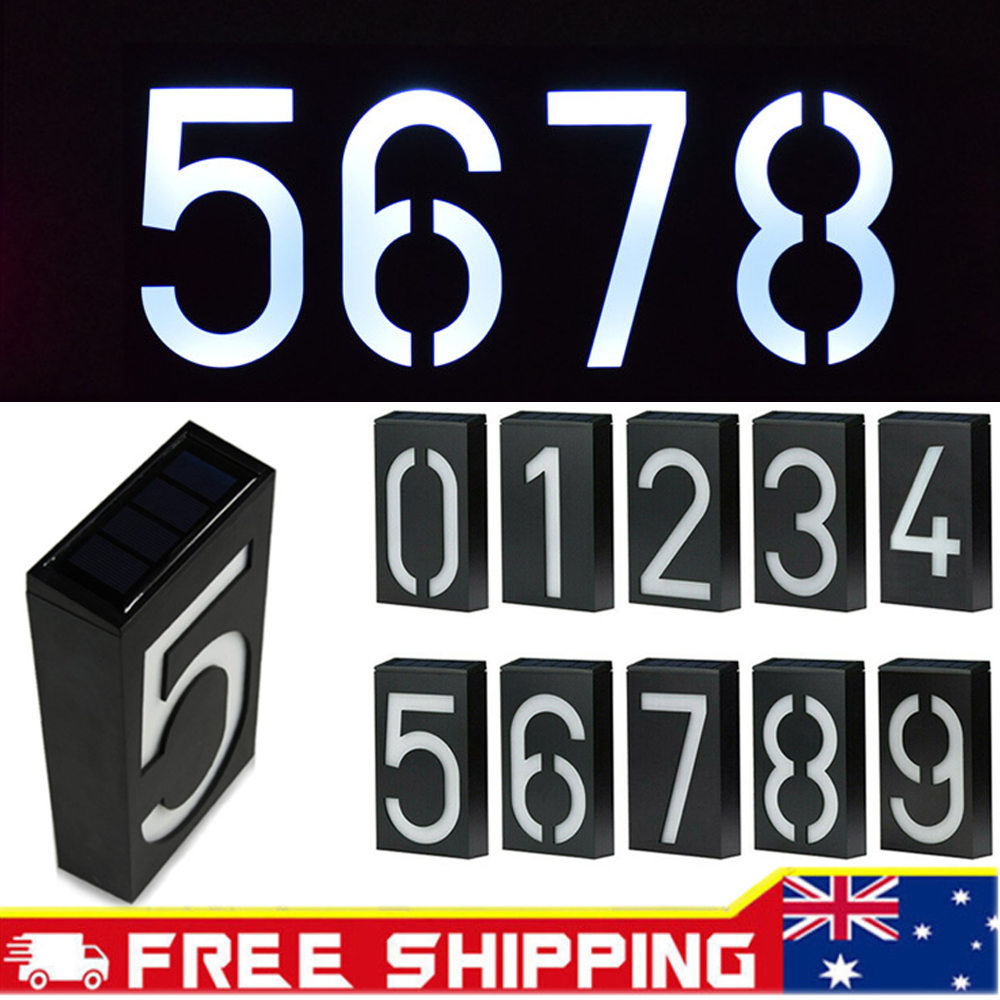 LED Light Outdoor Wall Light 7.2x3.9x1.6inch Waterproof Sensor Home Number Number 3 Solar Door Number Light House Number Plate Address Plaque for House