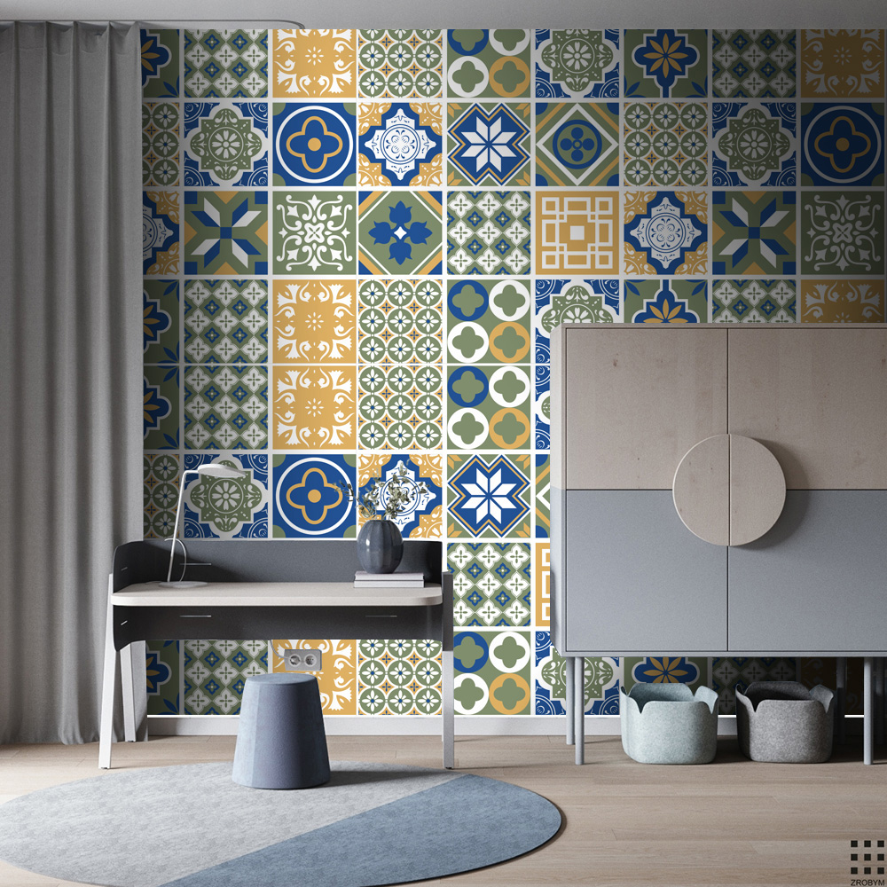 AU Self Adhesive Floral Tile Stickers Kitchen Bathroom Home Wall Decor