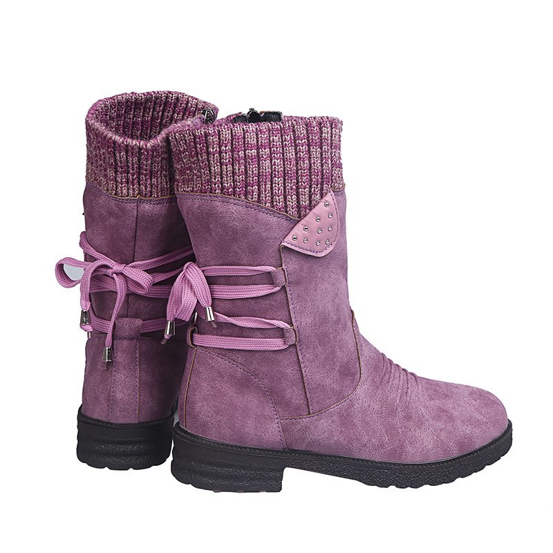 thumbnail 20 - Fashion Women Ladies Mid-Calf Winter Snow Boots Faux Fur Lined Warm Flat Shoes