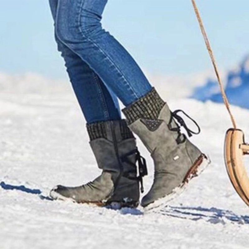 thumbnail 29 - Fashion Women Ladies Mid-Calf Winter Snow Boots Faux Fur Lined Warm Flat Shoes