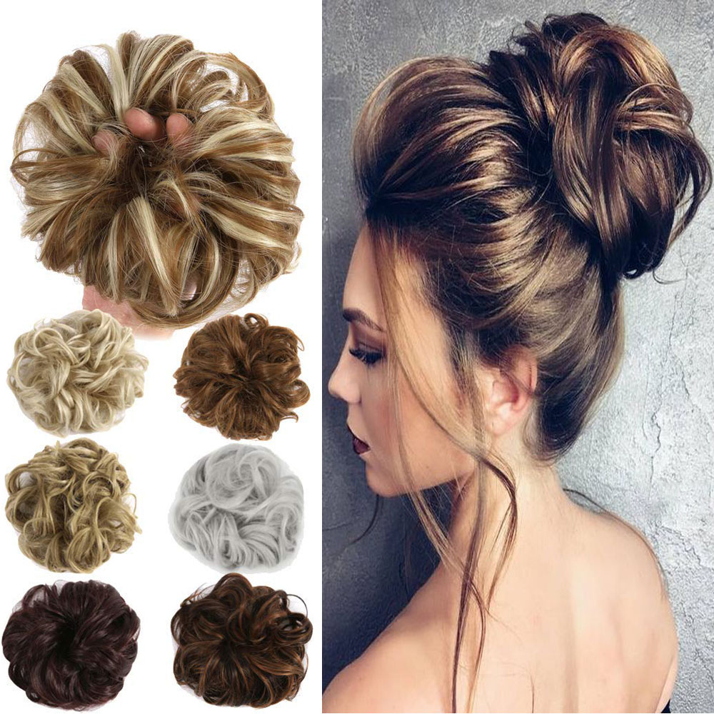 Natural Messy Bun Scrunchie Thick Hair Peice Curly Chignon Hair