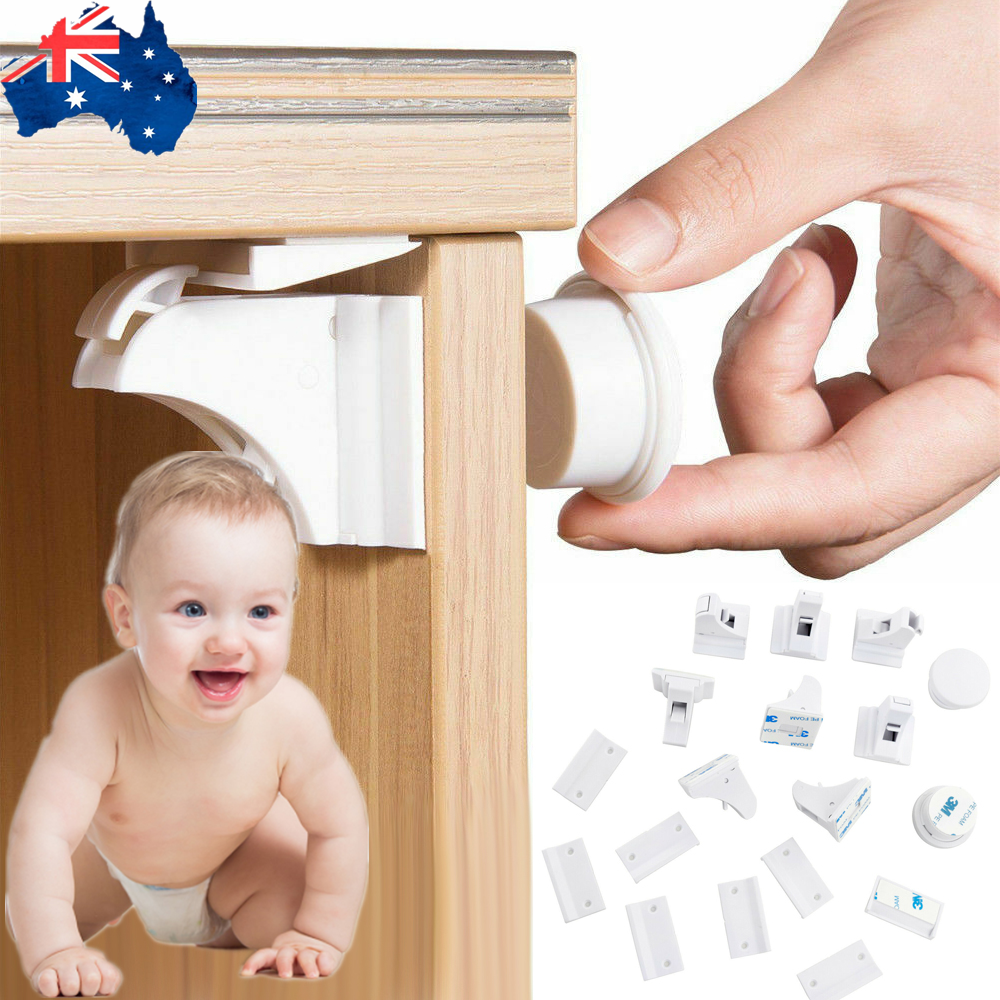 12x Child Baby Invisible Magnetic Lock For Door Drawers Cupboard Safety Lock Au