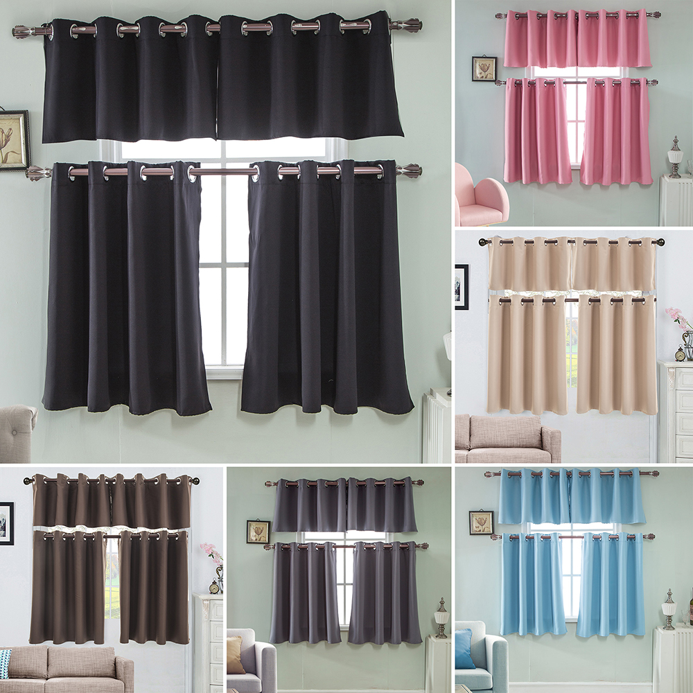 Eyelet Ring Top Blackout Short Curtains Cafe Kitchen Door Window Decor Curtain Ebay