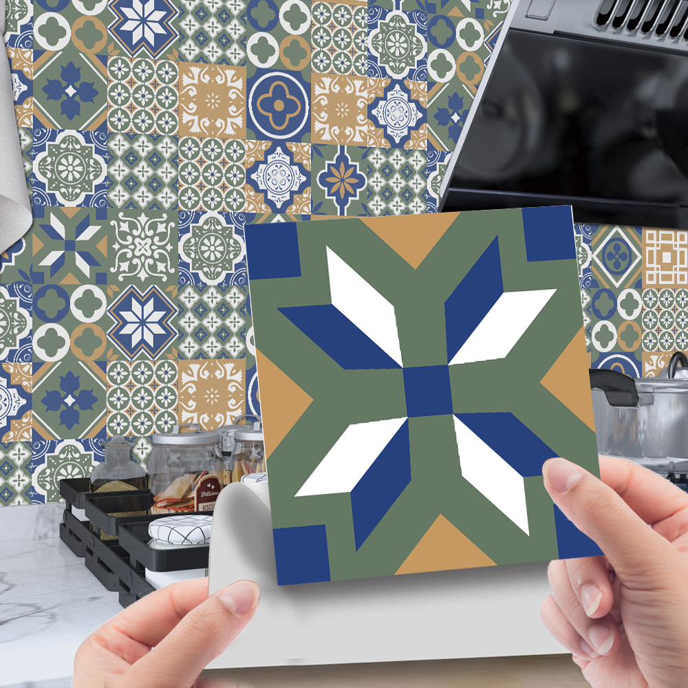 10x10cm/15x15cm/20x20cm 3D Floral Mosaic Tile Stickers Self Adhesive Wall Decor eBay