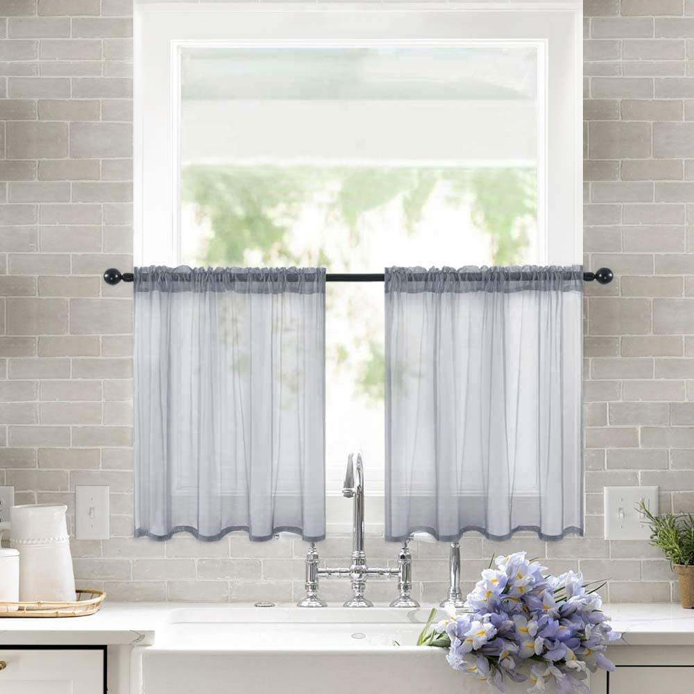 Kitchen Short Curtain Half Window Curtain Cafe Tiers Rod Pocket Valance ...