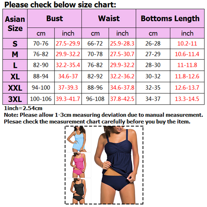 Women Plus Size Tankini Set Swimsuit Swimwear Beachwear Tummy Control ...