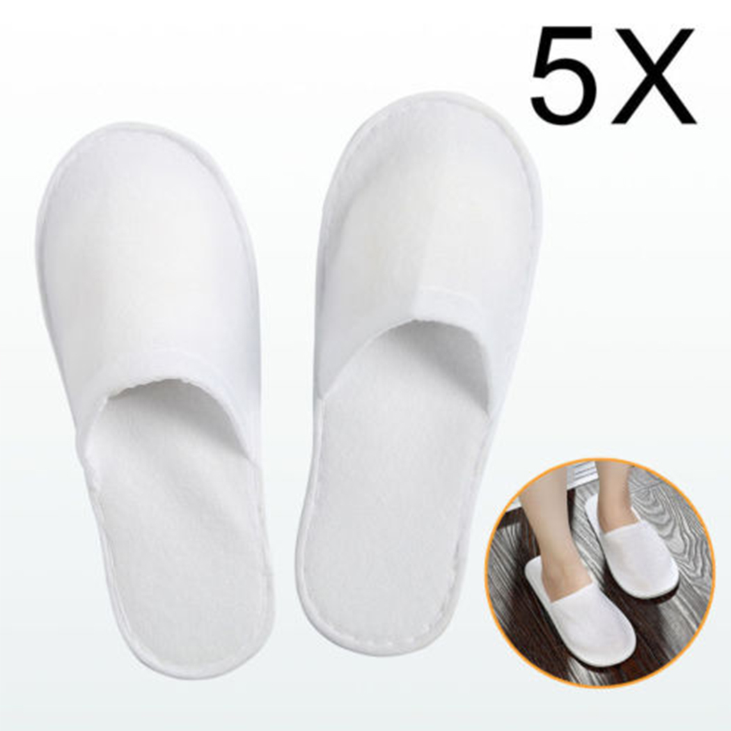 AU 5/10 Pairs Unisex White Towelling Hotel Slippers Spa Shoes Disposable eBay