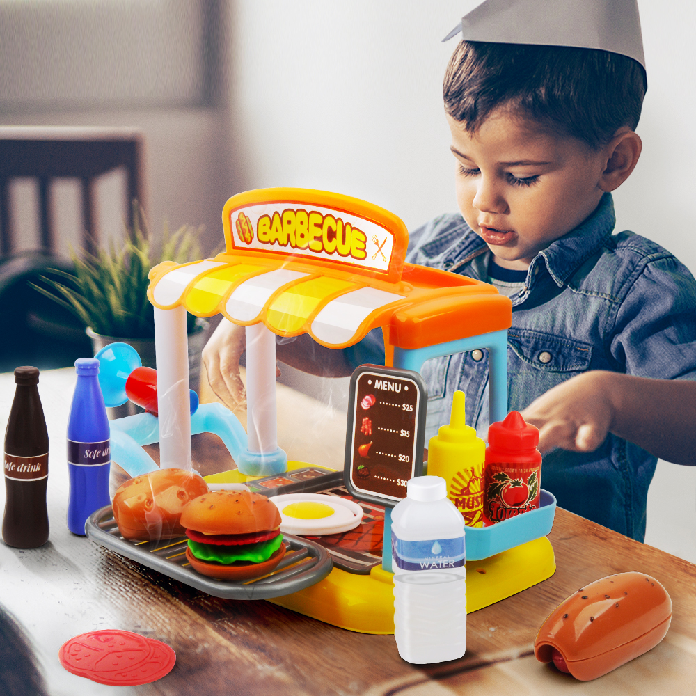 Kids Toy BBQ Shop Cart Carry Case Pretend Role Play Barbecue Kids Toy BBQ Shop Cart Carry Case Pretend Role Play Barbecue