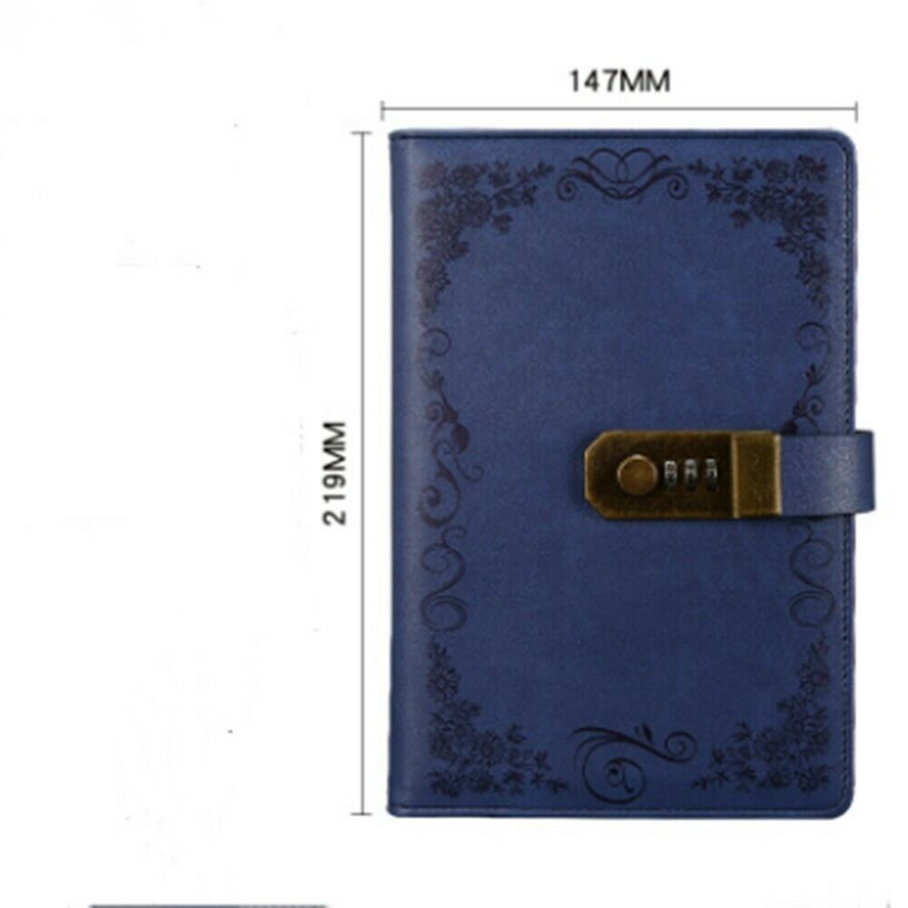 Leather A5 Journal Wired Diary Note Book with Password Code Lock XMAS GIFT 