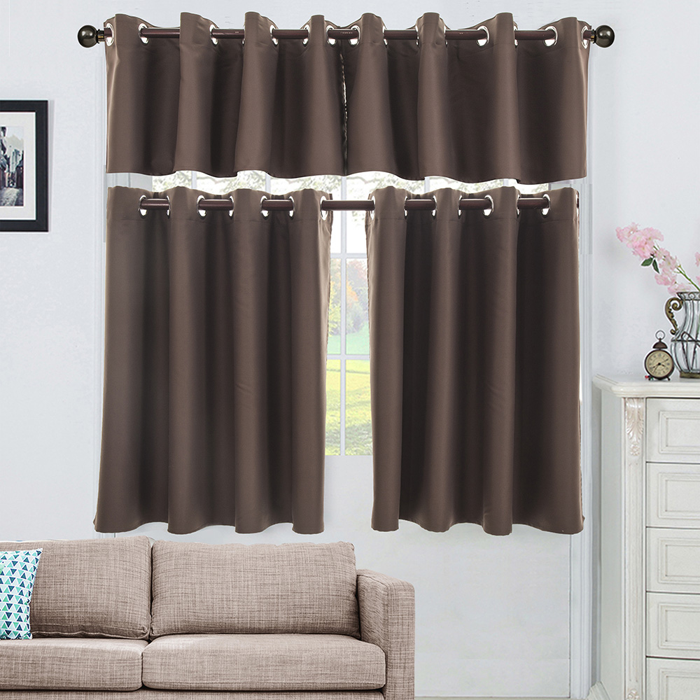 Blackout Short Curtain Eyelet Ring Top Cafe Kitchen Window Tier
