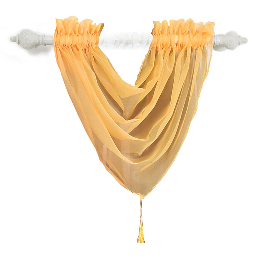 15 COLOURS SHEER VOILE SWAG SWAGS TASSELED CURTAIN PELMET LIVING ROOM