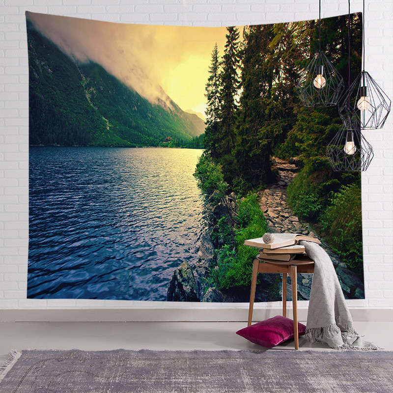 Natural Scenery Hanging Tapestry Bedspread Large Wall Art Sunset Sky