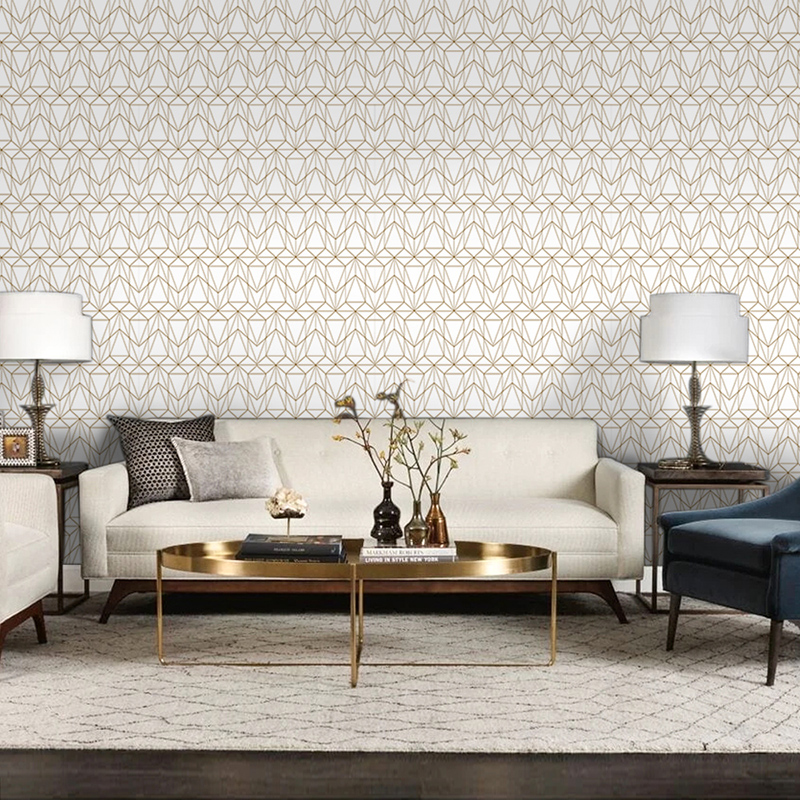 Removable Geometric Texture Gold Wallpaper Contact Paper