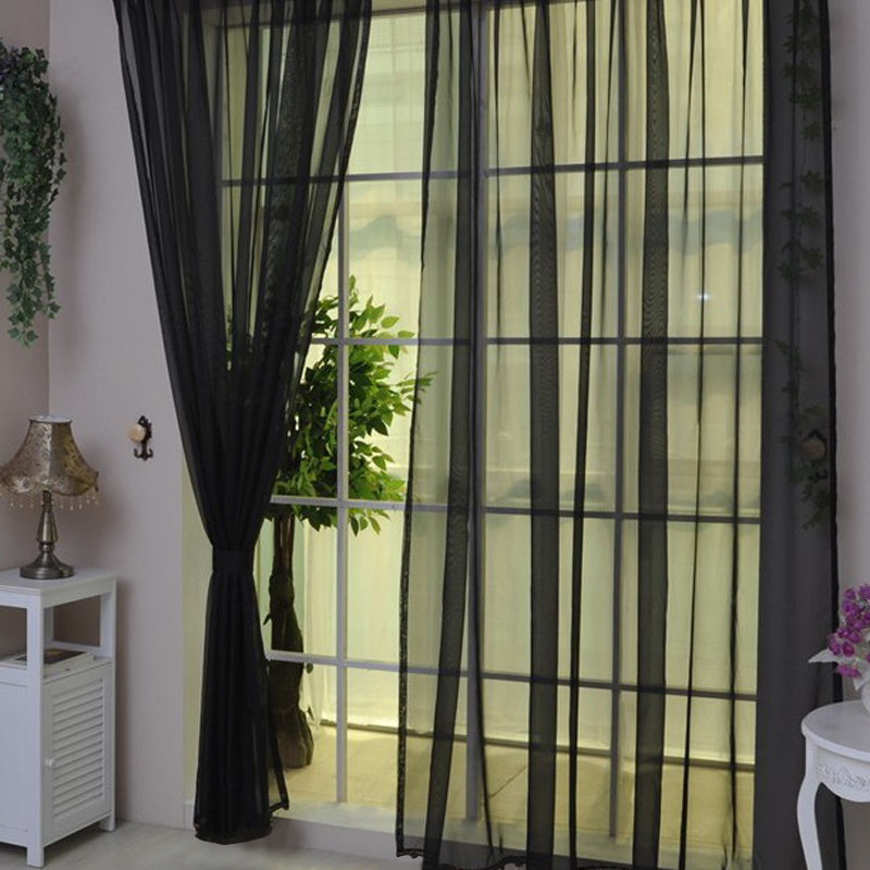 1/2 Pcs Voile Sheer Curtains Panels Door Window Tulle Scarf Curtain Home Decor eBay