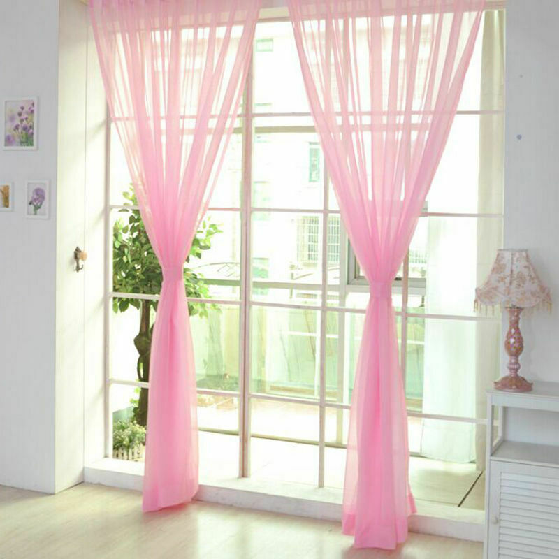 1/2 Pcs Voile Sheer Curtains Panels Door Window Tulle Scarf Curtain Home Decor eBay