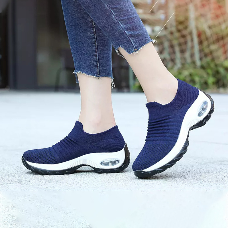 Womens Air Cushion Sneakers Lady Trainers Running Comfy Slip ons Gym ...