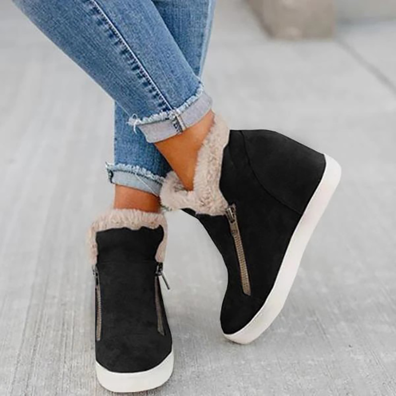 Fur lined 2025 wedge sneakers