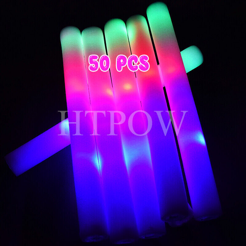 Foam Glow Sticks-192 Pcs Light Up Sticks Party Favor Glow in The Dark Party Supplies with 3 Modes Colorful Flashing Light Up Toys for Party Wedding
