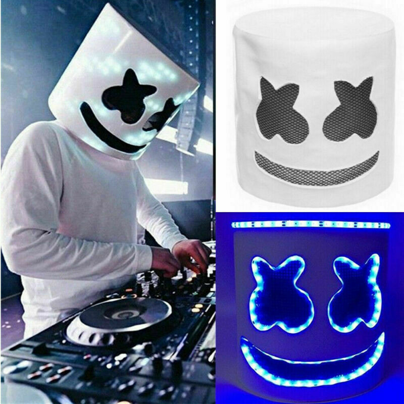 LED MarshMelloDJ Mask Full Head Helmet Cosplay MarshmallowBar Party