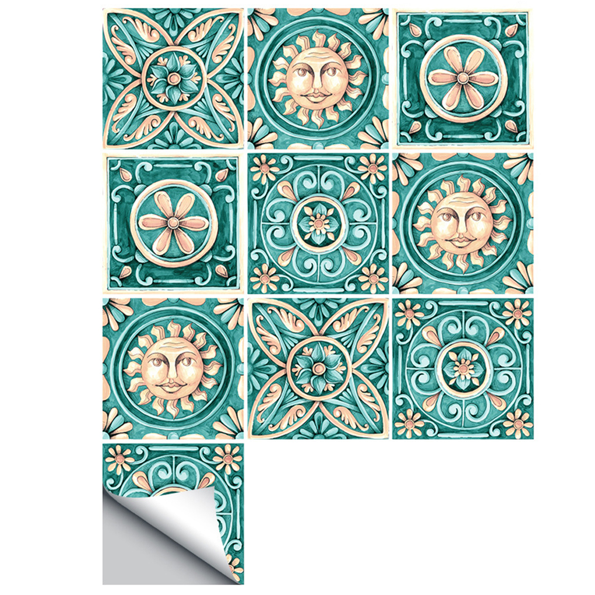 10Pcs Moroccan Selfadhesive Tile Wall Floor Sticker Bathroom Kitchen