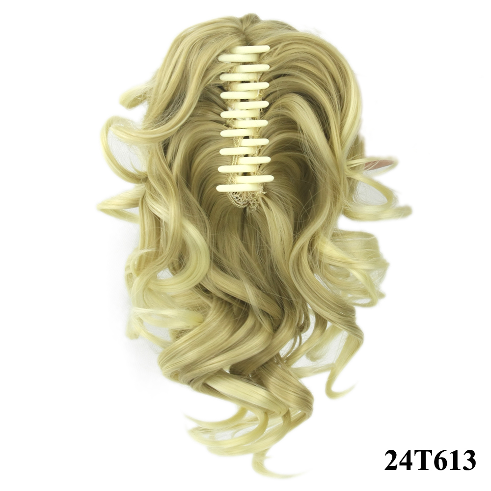 Women Synthetic Claw Clip Ponytail Extension Short Wave Pony Tail Hair