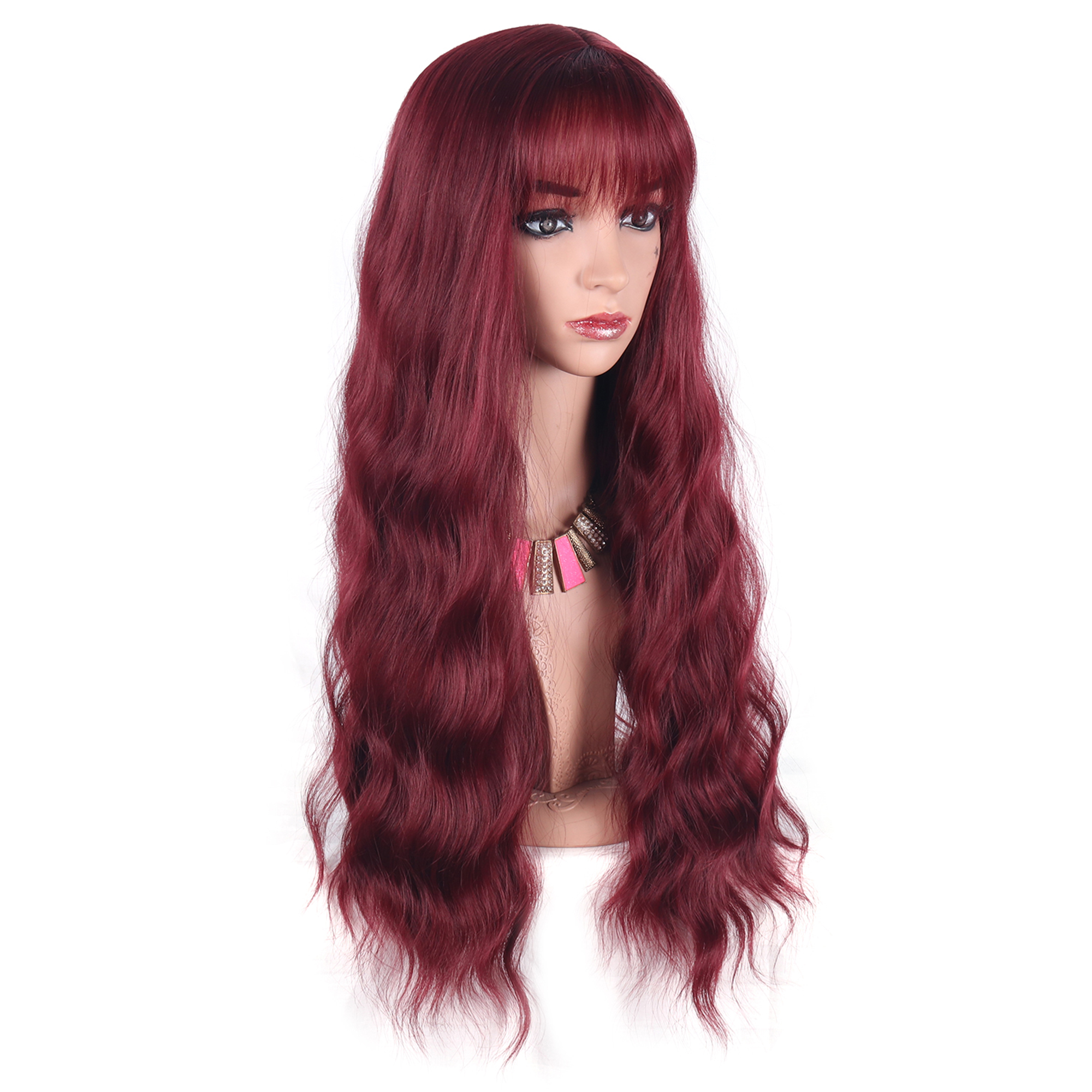 Women S Sexy Long Curly Wavy Wig Synthetic Hair Cosplay Party Wigs With Bangs EBay