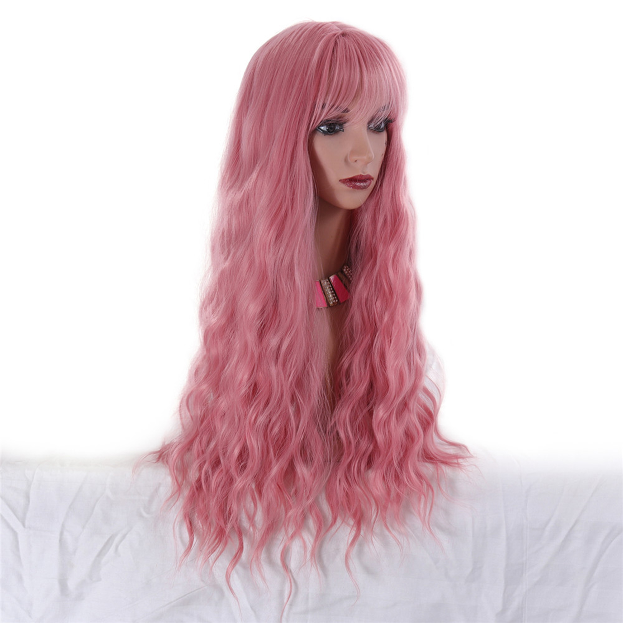 Women S Sexy Long Curly Wavy Wig Synthetic Hair Cosplay Party Wigs With Bangs Ebay