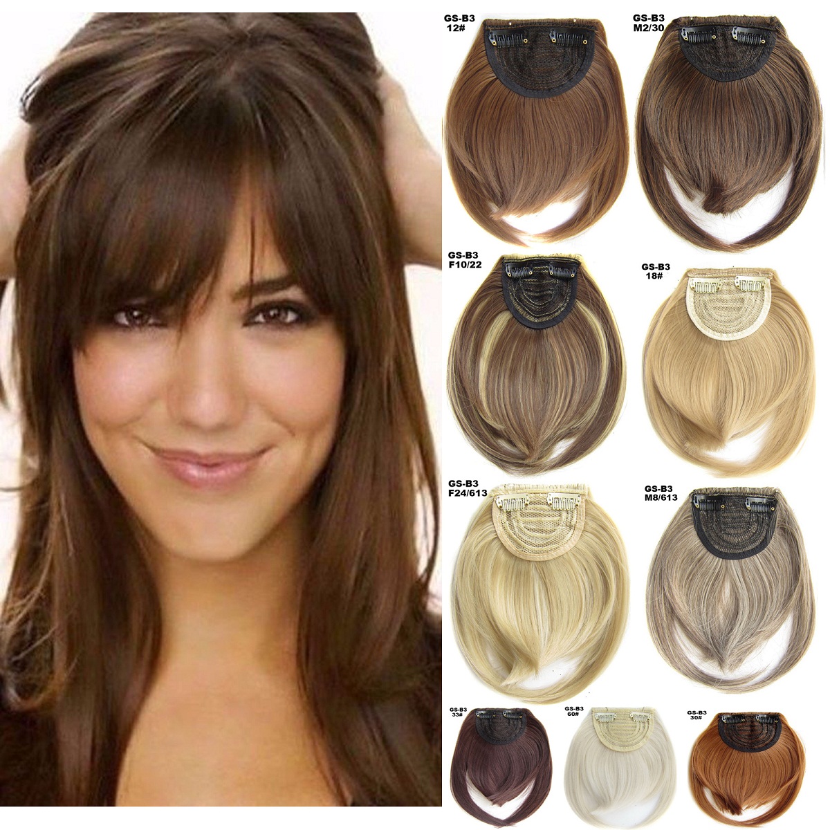 Side Bangs Clip on Neat Bang Fringes Clip in Hair Extensions as Human