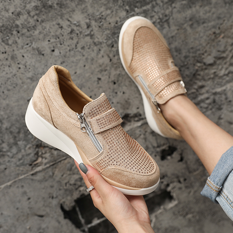 ladies flat wedge shoes