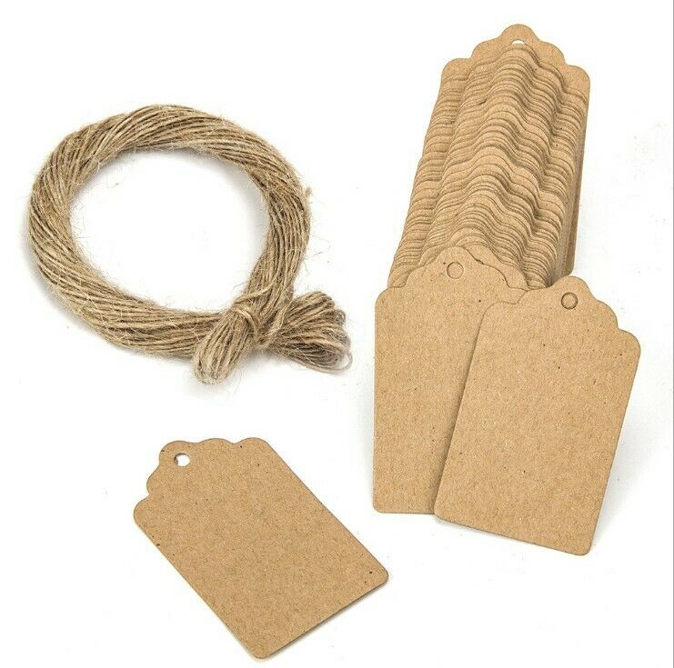 100PCs 50x70mm Kraft Label Tag Clothes Jewelry Gift Shoes Price Tags Blank 