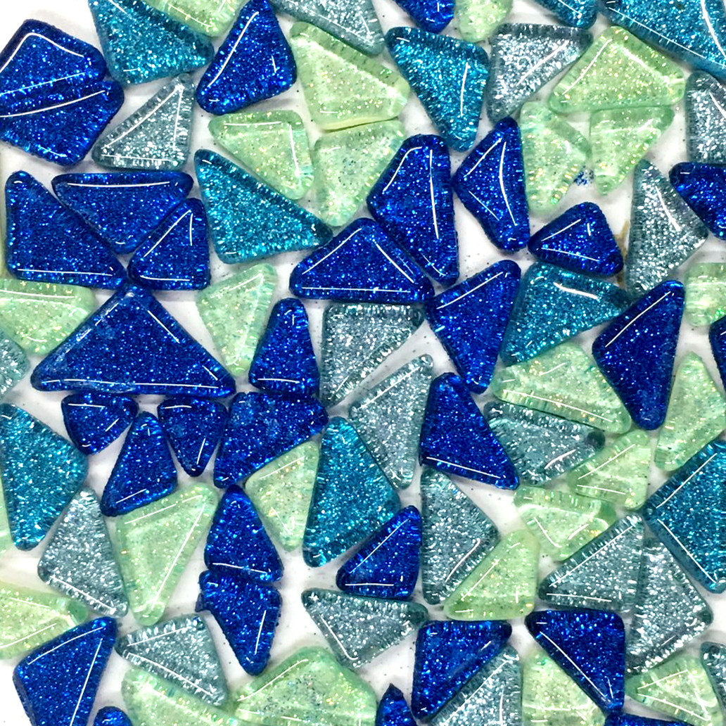 120g Mosaic Glass Pieces Square Triangle Tiles Glitter DIY Creative Craft 