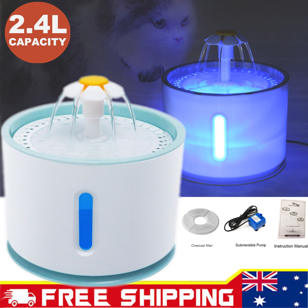 2 4l Pet Water Fountain For Cat Dog Automatic Waterer Dish Bowl