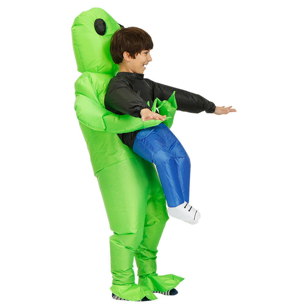 Halloween Costume Inflatable Green Alien Blow Up UFO Suit Dress