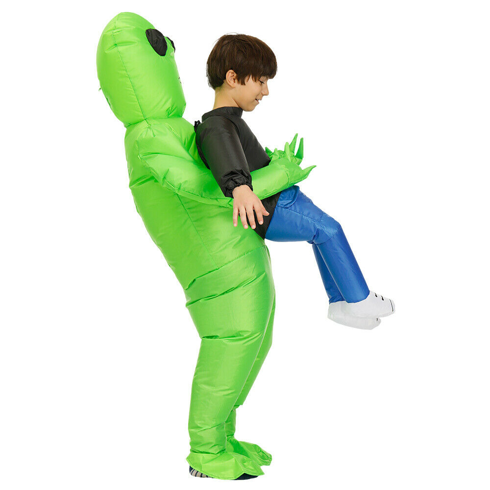 Halloween Costume Inflatable Green Alien Blow Up UFO Suit Dress