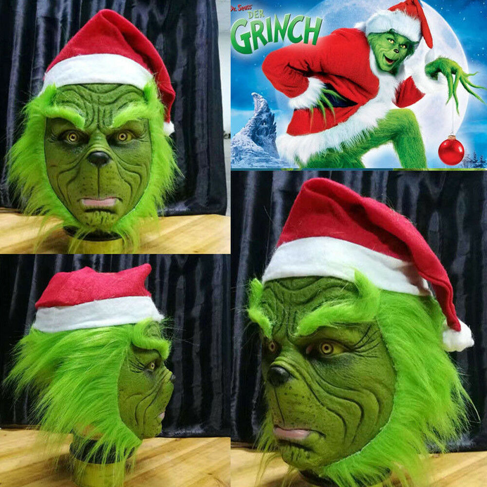 The Grinch Stole Mask W Christmas Hat Party Prop Cosplay Costume - event how to get the skeletal masque roblox 2018 halloween