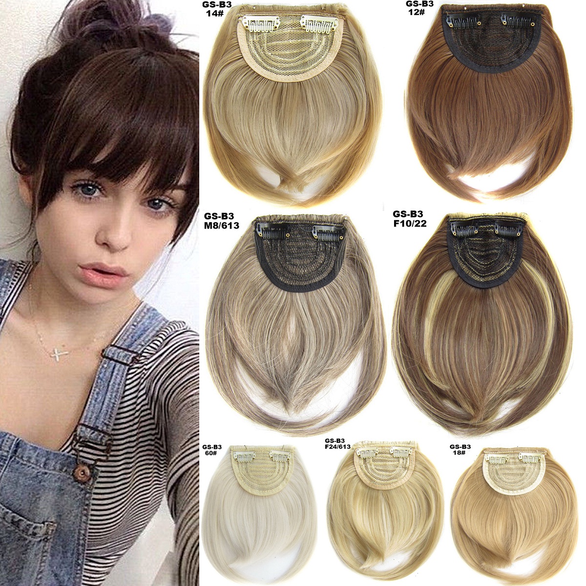 Real Natural Straight Hair Extensions Clip In Front Hair Bangs